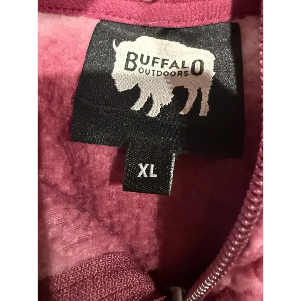 Buffalo Outdoors Women's 1/4 Zip Pink Tie Dye Sherpa Fleece Pullover Size XL